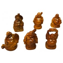 6pcs Wood Color Buddha Figurines