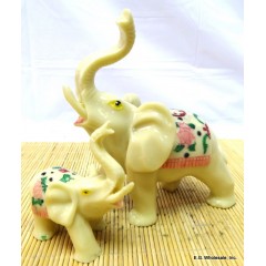 Ivory Color Mother & Son Elephant Statue